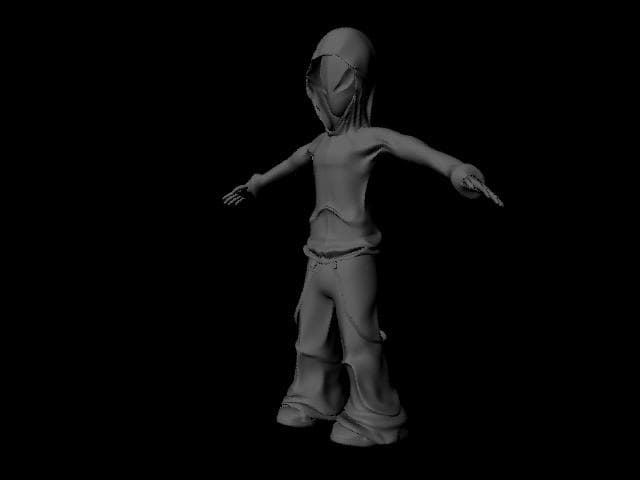 Full-body grayscale 3D character model