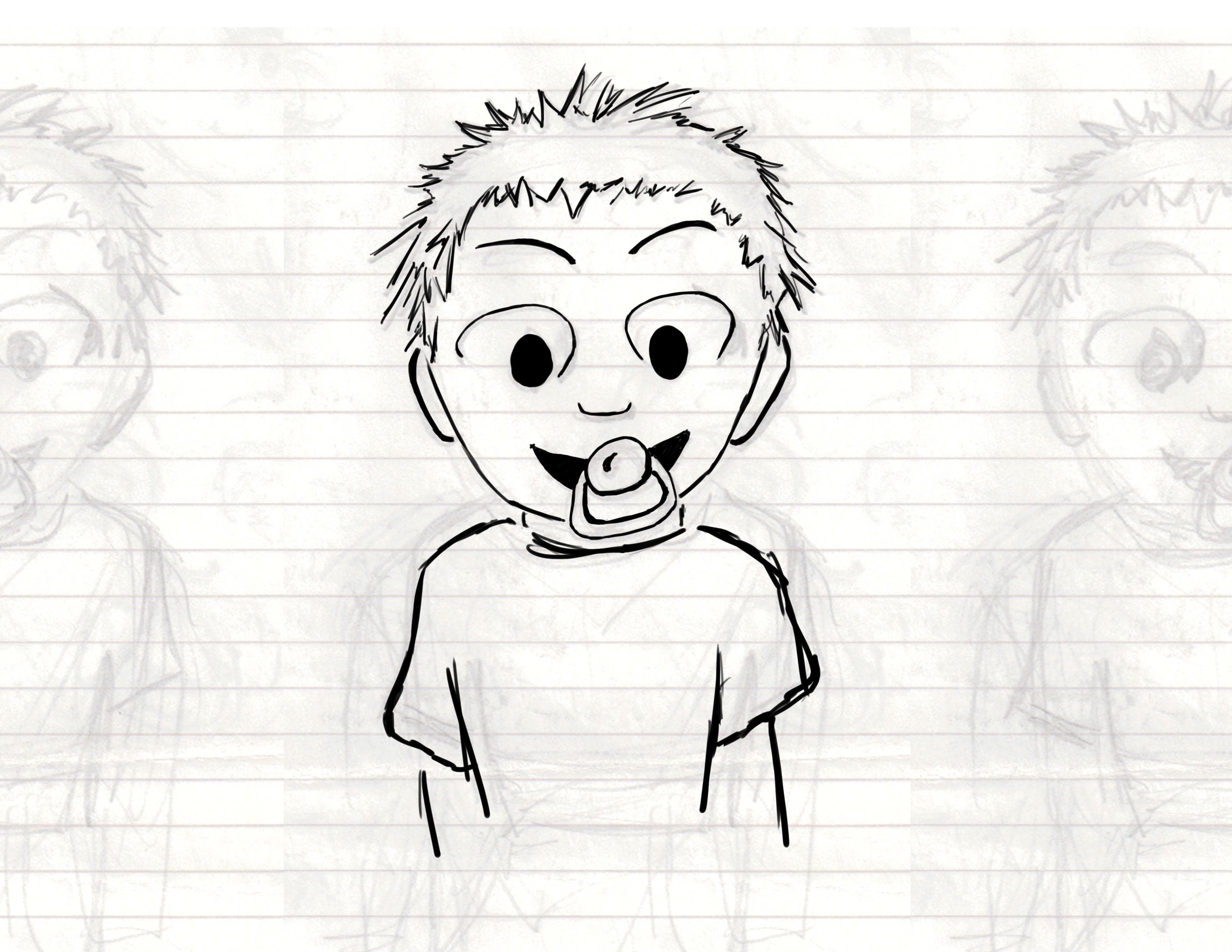 Cartoon character drawing of a young child
