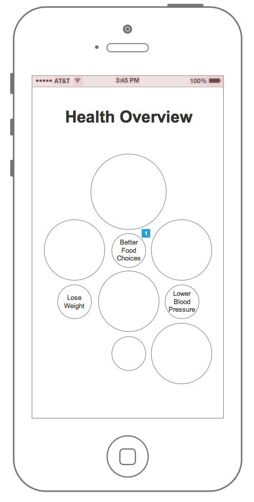Early HealthMine health overview wireframe