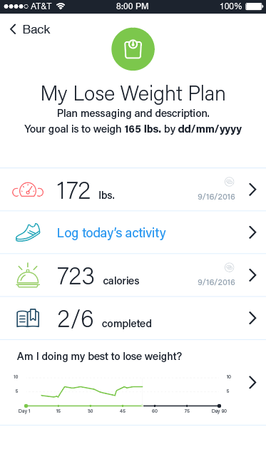 HealthMine care-plan tracking experience