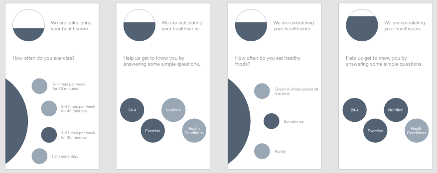 HealthMine interaction and visual design variations