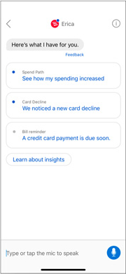 Redesigned Erica experience presenting proactive financial insights